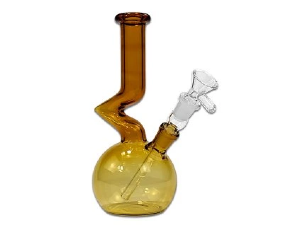 M-bong Cik-Cak|↕300mm|Ø20mm|SG14>14mm|hrúbka skla 4mm|Jantárový-Sklenený