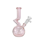 M-bong Cik-Cak|↕300mm|Ø20mm|SG14>14mm|hrúbka skla 4mm|Ružový-Sklenený